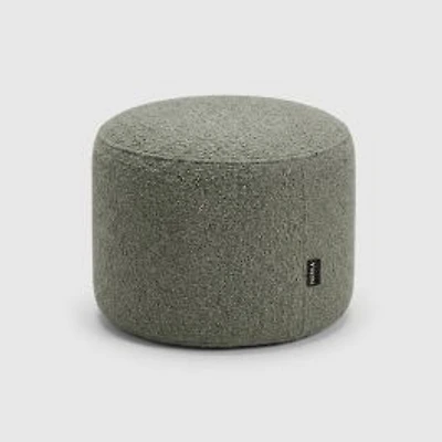 Bouclé Round Ottoman - Sage