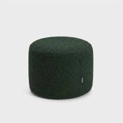 Bouclé Round Ottoman - Green