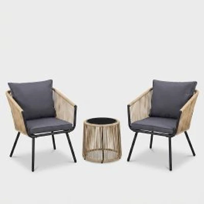 Bria Steel Wicker Bistro Set, 3 Pieces