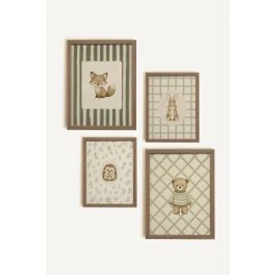 Oleka Harmonie des bois Framed Canvas Wall Art, Set of 4 - Oak Frame