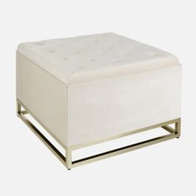 Caroline Storage Square Ottoman - Sandshell Gold