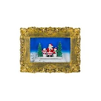 Gold Plastic Picture Frame Warm White LED Snow Globe Santa & Snowmen