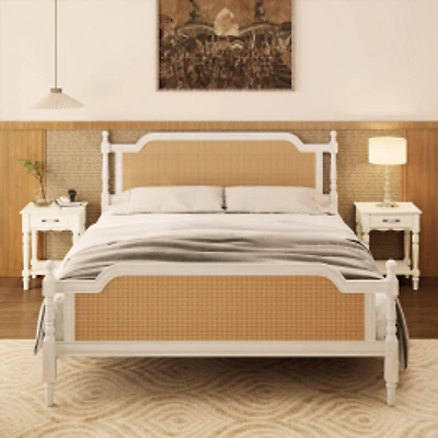 Queen Double Wing 48" Upholstered Linen High Headboard