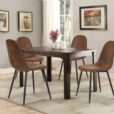 Ensemble de 4 chaises de salle à manger en tissu suède - Marron