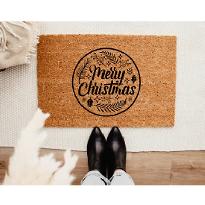 Merry Christmas Wreath Coir Doormat