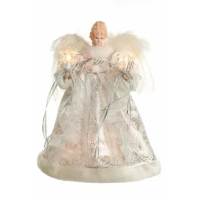 Silver and White Cloth Vintage 10-Light Angel Tree Topper