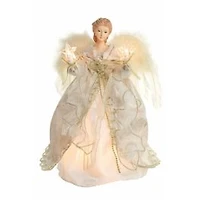 Ivory and Gold Cloth Modern 10-Light Angel Tree Topper