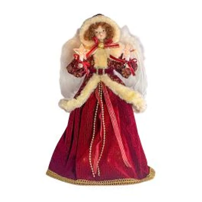 Victorian Angel Tree Topper with White Fluffy Feathers