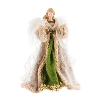grey and Green Fabric Forest Guardian 10-Light Angel Tree Topper