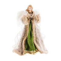 grey and Green Fabric Forest Guardian 10-Light Angel Tree Topper