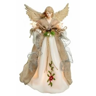 Brown and White Rattan 10-Light Angel Tree Topper