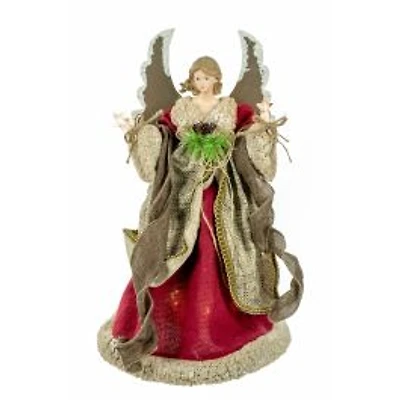 Burgundy Rattan 10-Light Angel Tree Topper