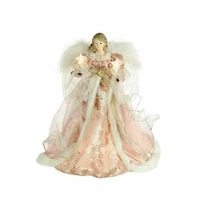 Pink and White Cloth Modern 10-Light Angel Tree Topper Fluffy White Wings