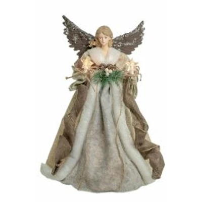 Taupe and grey Rattan Modern 10-Light Angel Tree Topper Holly Belt