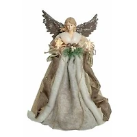 Taupe and grey Rattan Modern 10-Light Angel Tree Topper Holly Belt