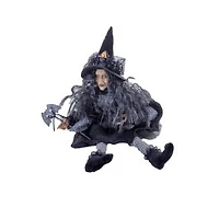 Sitting Black Cloth Adorable Witch Figure with Scepter