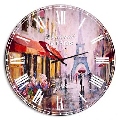 Lovers in Paris Eiffel Tower Wall Clock