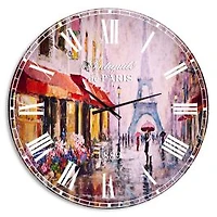 Lovers in Paris Eiffel Tower Wall Clock