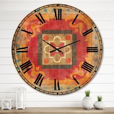 Moroccan Orange Tiles Collage Wall Clock