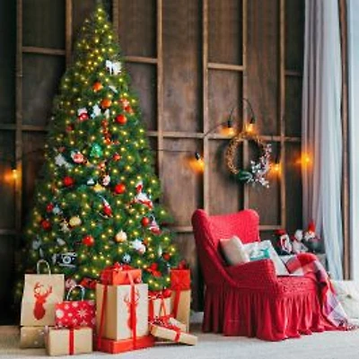 Pre-Lit PVC Artificial Christmas Tree with 700 LED Lights - 9 ft