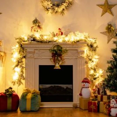 Pre-Lit Artificial Christmas Garland with 50 LED Lights - 9 ft