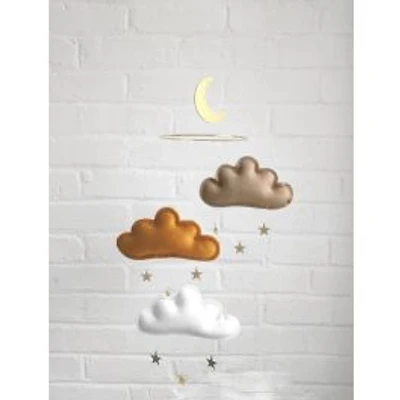 Cloud & Star Mobile - Taupe, Orcher & White