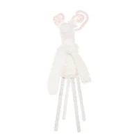 White Yarn Reindeer Figurine with Pink Candycane Antlers