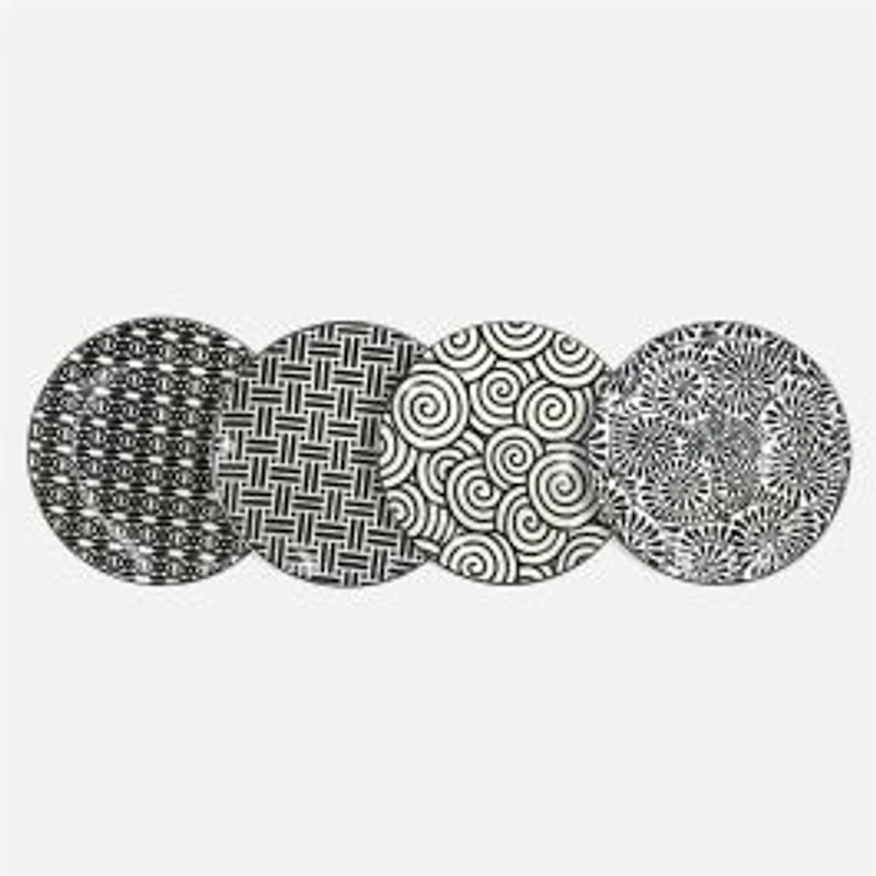 BIA Black & White Appetizer Plates, Set of 4