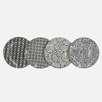 BIA Black & White Appetizer Plates, Set of 4