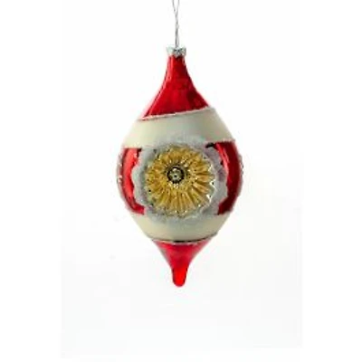 Red and Silver Glass Snowflake Ornament Glitter, Pack of 4