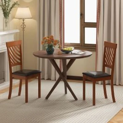 Dining Chairs with Rubber Wood Legs and Ergonomic Back, Set of 2