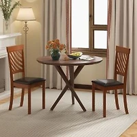 Dining Chairs with Rubber Wood Legs and Ergonomic Back, Set of 2