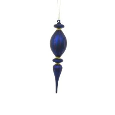 Royal Blue Glass Finial Ornament Red/Gold Pattern, Pack of 2