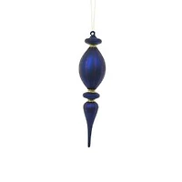 Royal Blue Glass Finial Ornament Red/Gold Pattern, Pack of 2