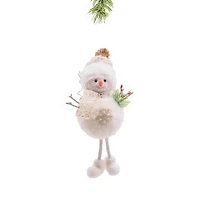 Dangling Striped White and Platinum Cloth Pinecone Snowman, Pack of 8