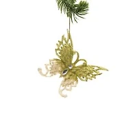 Hanging Gold and Cream Plastic Butterfly Ornament, Pack of 8
