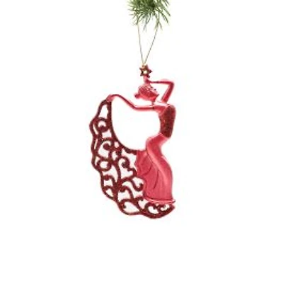 Red Plastic Dancer Ornament Glittering Dress, Pack of 6