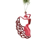 Red Plastic Dancer Ornament Glittering Dress, Pack of 6
