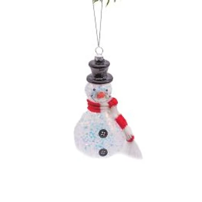 Hanging Clear Glass Snowman Ornament with Scarf, Pack of 3