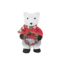 Red and Cream Furry Polar Bear Figurine, Pack of 2