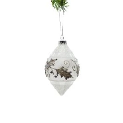 Hanging Striped Silver Glass Pine Tree Finial, Pack of 3