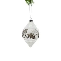 Hanging Striped Silver Glass Pine Tree Finial, Pack of 3