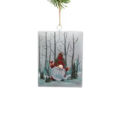 Ornements suspendus toile de fer blanche rayée avec chef-d’œuvre gnome, ensemble de 3