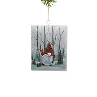 Ornements suspendus toile de fer blanche rayée avec chef-d’œuvre gnome, ensemble de 3