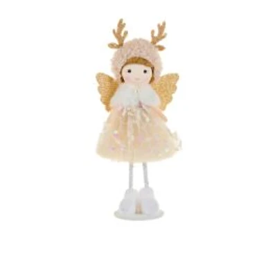 Sequin White and Gold Polyester Cherubic Flying Angel Ornament Dangling Legs, Pack of 12