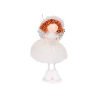 White Polyester Angel Ornament with Hat, Pack of 10