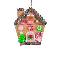 Brown and Pink Clay Gingerbread House Display, Pack of 10