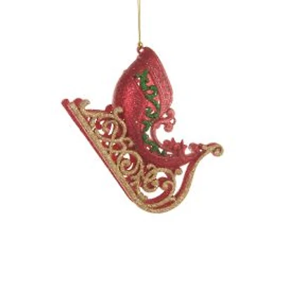 Hangable Red and Gold Acrylic Sled Ornament, Pack of 8