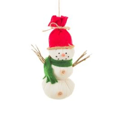 Off-White Cloth Chipper Snowman Wearing Red Hat, Pack of 3