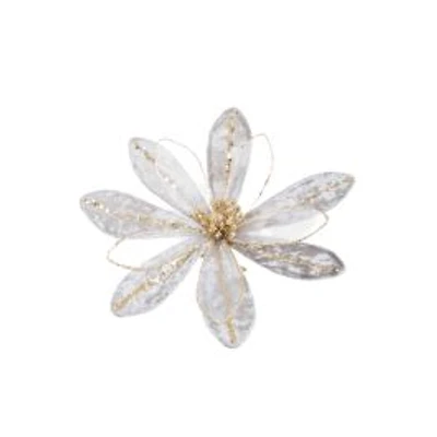 grey and Gold Cloth Gardenia Tree Pick, Pack of 4